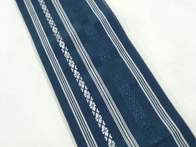 平和屋着物●男性 本場筑前博多織 両面 角帯 間道 正絹 逸品 CABF5595hy