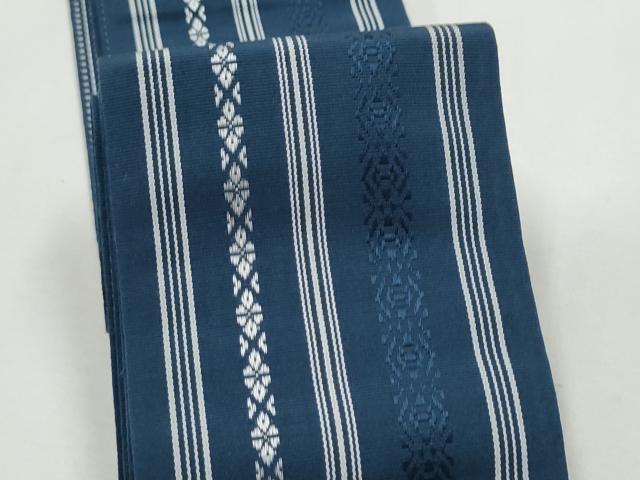 平和屋着物●男性 本場筑前博多織 両面 角帯 間道 正絹 逸品 CABF5595hy