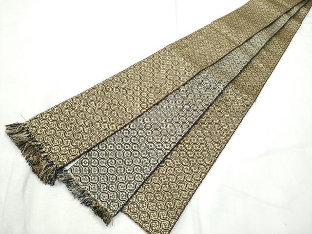 平和屋着物●男性 本場筑前博多織 両面 角帯 七宝花文 正絹 逸品 CABF5597hy