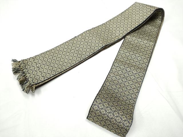 平和屋着物●男性 本場筑前博多織 両面 角帯 七宝花文 正絹 逸品 CABF5597hy