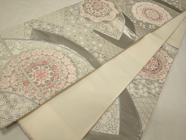 平和屋着物◎六通柄袋帯 唐織 プラチナ箔 正倉院花唐草文 正絹 逸品 CABF5621oy