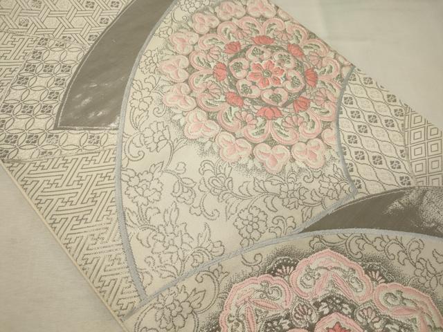 平和屋着物◎六通柄袋帯 唐織 プラチナ箔 正倉院花唐草文 正絹 逸品 CABF5621oy