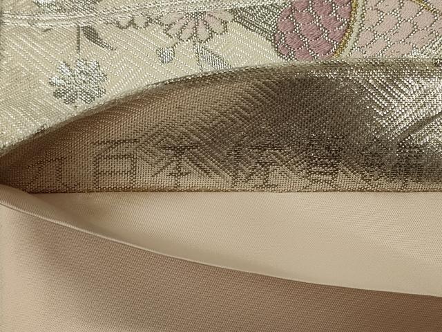 平和屋着物◎六通柄袋帯 唐織 九百本佐賀錦 プラチナ箔二重織 鴛鴦御所車花文 正絹 逸品 CABF5623oy