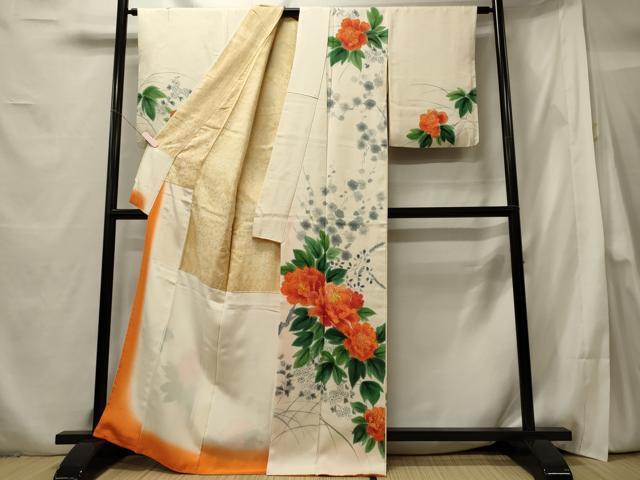 平和屋着物■訪問着 手描き 草花文 暈し染め 正絹 逸品 CABF5711oy