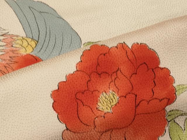 平和屋着物■上質な小紋 手描き 鴛鴦草花文 暈し染め ロング丈 正絹 逸品 CABF5720oy
