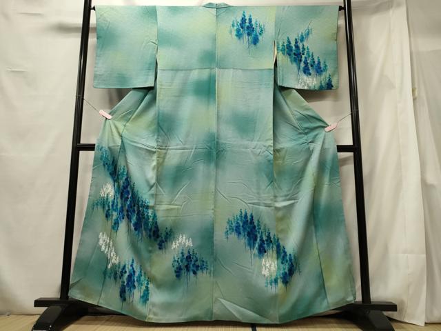 平和屋着物■訪問着 手描き 樹林文 暈し染め 正絹 逸品 CABF5728oy