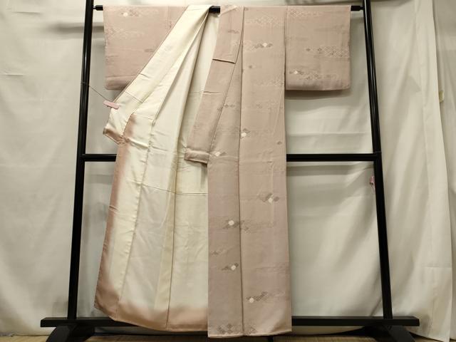 平和屋着物■上質な小紋 地紋起こし エ霞菱花文 正絹 逸品 CABF5731oy