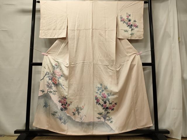 平和屋着物□訪問着 手描き 枝花文 暈し染め 正絹 逸品 未