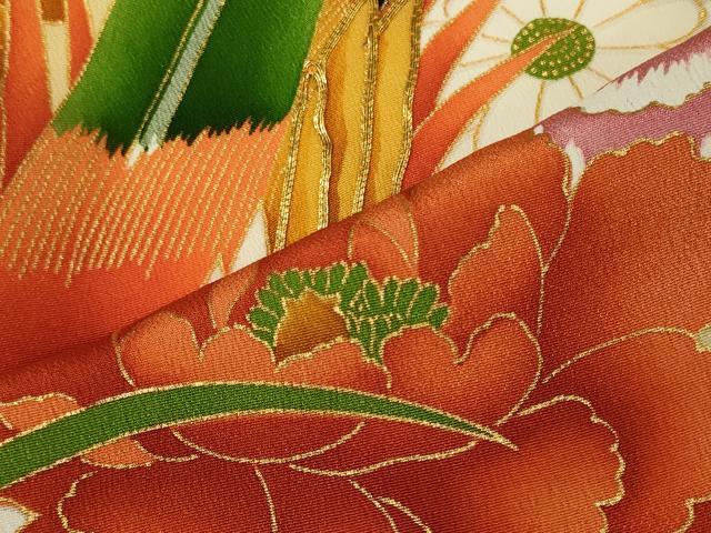 平和屋着物■豪華黒留袖 駒刺繍 尾長鳥花文 金彩 正絹 逸品 CABF5777oy