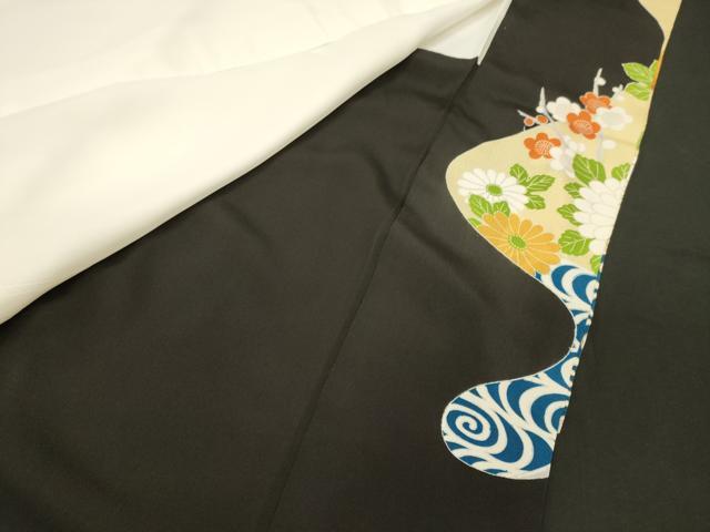 平和屋着物■豪華黒留袖 駒刺繍 尾長鳥花文 金彩 正絹 逸品 CABF5777oy