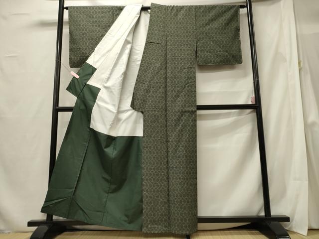 平和屋着物■上質な紬 幾何学文様 正絹 逸品 未使用 CABF5805oy