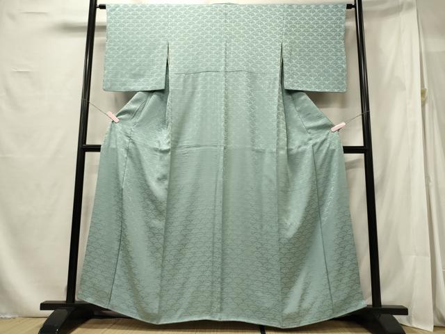平和屋着物■上質な色無地 笹地紋 秘色色 正絹 逸品 CABF5846oy