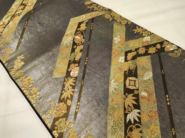 平和屋着物◎六通柄袋帯 宝尽くし 金糸 正絹 逸品 CABF5912oy