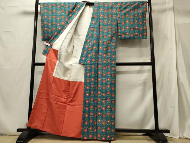 平和屋着物■上質な紬 草花文 正絹 逸品 CABF5932oy