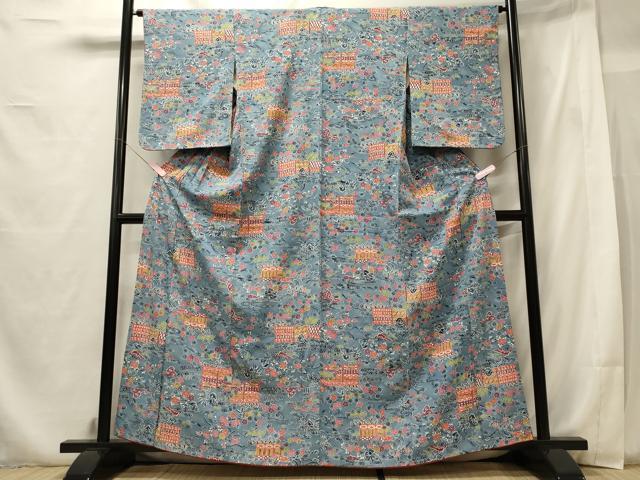 平和屋着物■上質な小紋 屏風草花文 正絹 逸品 CABF5945oy