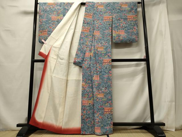 平和屋着物■上質な小紋 屏風草花文 正絹 逸品 CABF5945oy