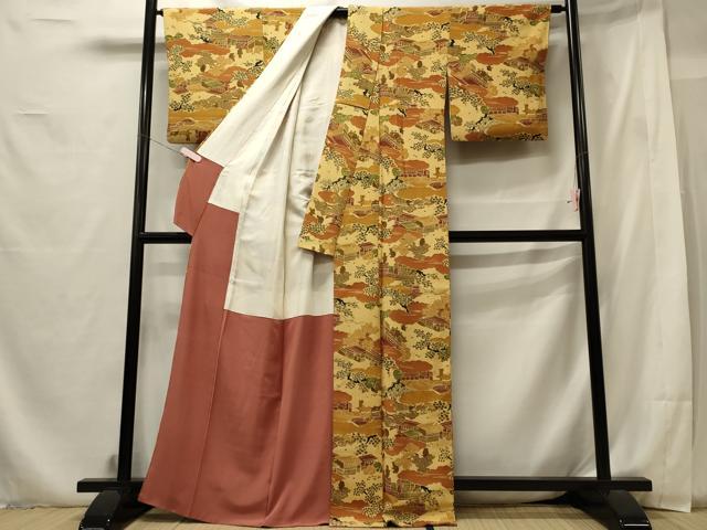 平和屋着物■上質な小紋 雲取り人物風景文 正絹 逸品 CABF5949oy