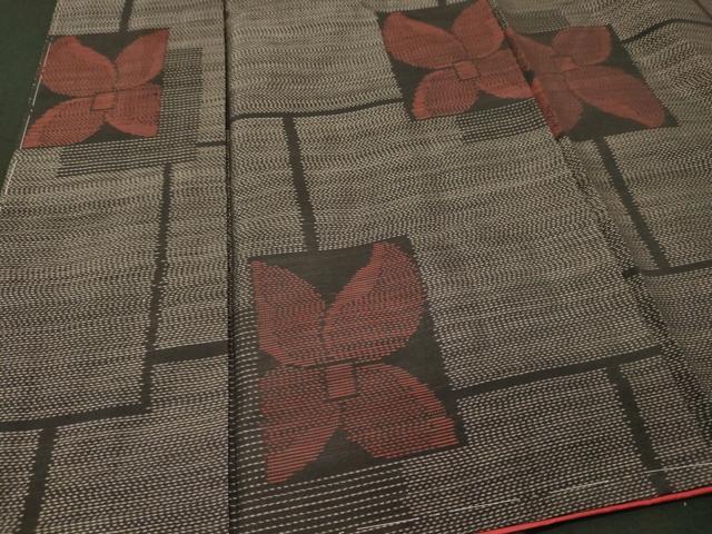 平和屋着物■本場大島紬 色紙花文 正絹 逸品 未使用 CABF5951oy