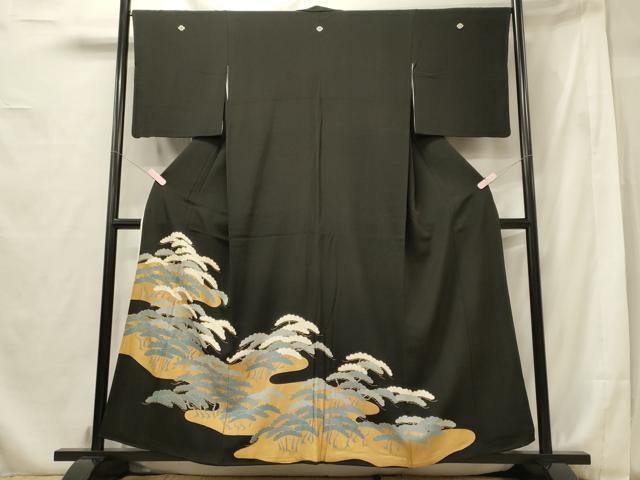 平和屋着物■豪華黒留袖 駒刺繍 松文 金彩 正絹 逸品 CABF5963oy