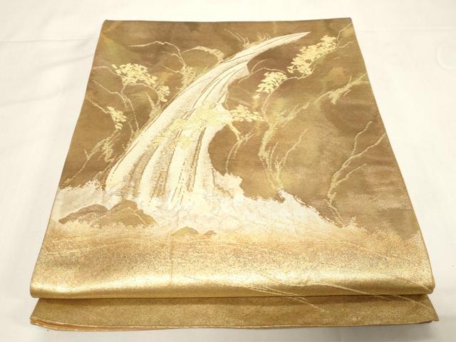 平和屋着物◎六通柄袋帯 滝 金銀糸 正絹 逸品 CABF6037dy