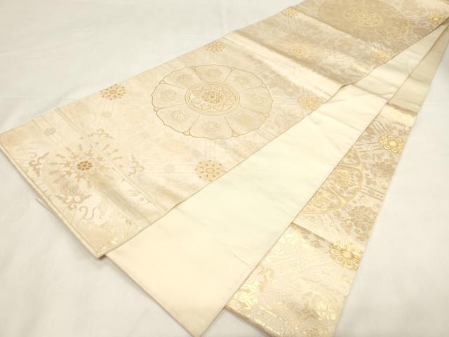 平和屋着物◎六通柄 本袋帯 草花文 金糸 正絹 逸品 CABF6056dy