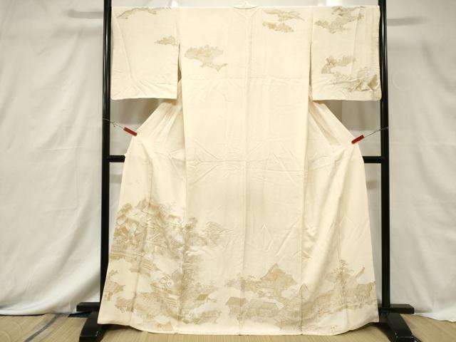 平和屋着物■訪問着 寿光織 人物文 金糸 正絹 逸品 CABF6137dy