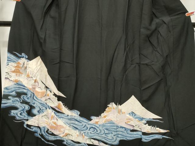 平和屋着物■豪華黒留袖 風景文 正絹 逸品 CABF6154dy