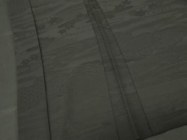 平和屋着物#羽織 流水草木地紋 黒地 正絹 逸品 CABF6165dy