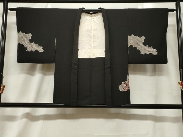 平和屋着物#羽織 楓文 黒地 金糸 正絹 逸品 CABF6189dy