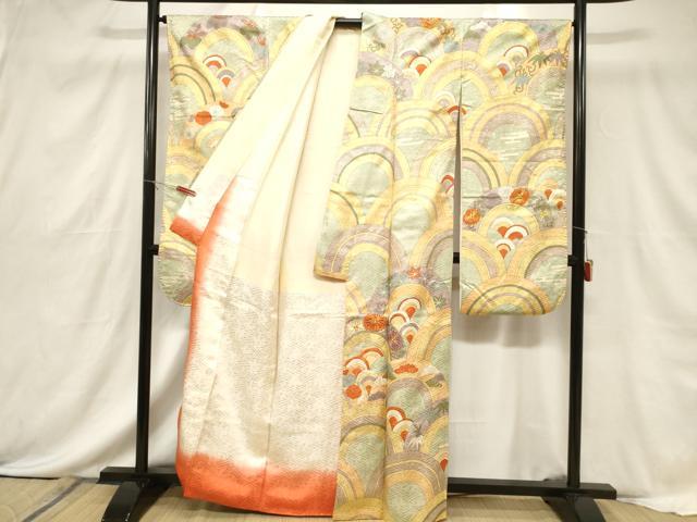 平和屋着物■豪華振袖 駒刺繍 青海波 松竹梅 金彩 正絹 逸品 CABF6224dy