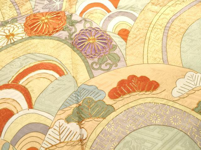 平和屋着物■豪華振袖 駒刺繍 青海波 松竹梅 金彩 正絹 逸品 CABF6224dy