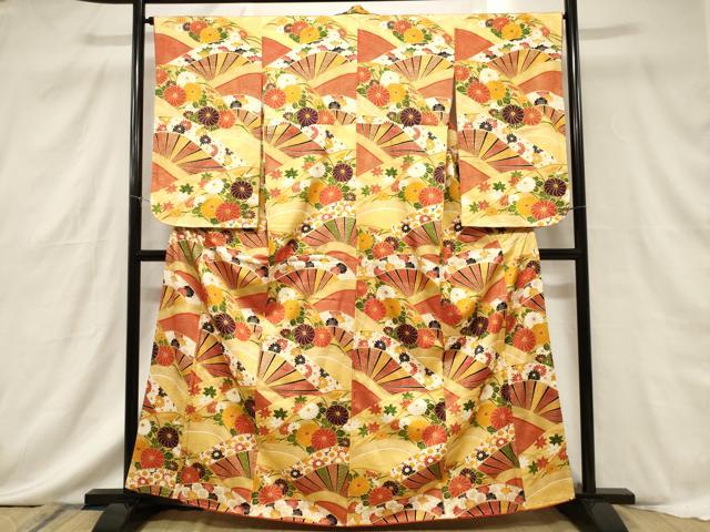 平和屋着物■小振袖 片輪車花文 金彩 正絹 逸品 CABF6226dy