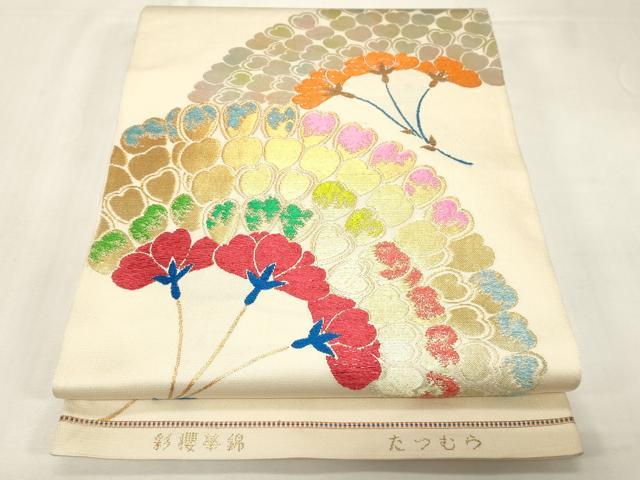 平和屋着物●龍村美術織物 たつむら 六通柄 本袋帯 彩櫻華錦 金銀糸 正絹 逸品 CABF6272dy