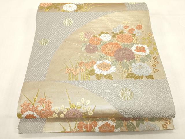 平和屋着物●六通柄袋帯 唐織 草花文 正絹 逸品 CABF6282dy