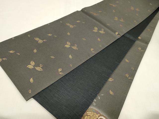 平和屋着物●銀座きしや 両面 太鼓柄袋帯 大島紬美術館 梟 金銀糸 正絹 逸品 CABF6283dy