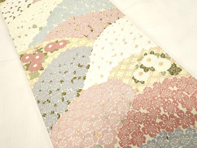 平和屋着物●六通柄袋帯 唐織 草花文 金糸 正絹 逸品 CABF6297dy