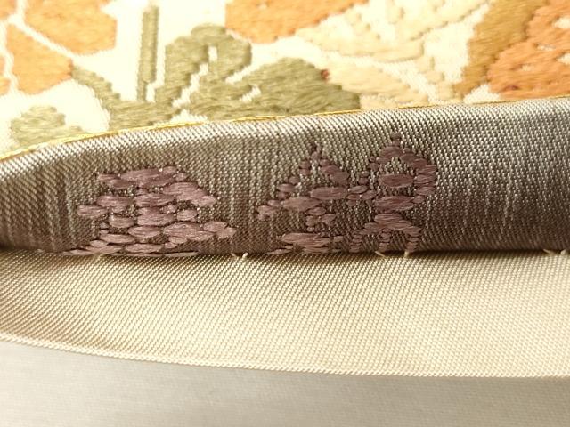 平和屋着物●六通柄袋帯 唐錦 草花文 正絹 逸品 CABF6310dy