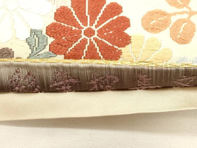 平和屋着物●六通柄袋帯 唐錦 草花文 正絹 逸品 CABF6310dy