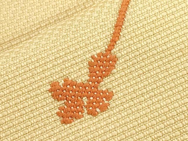 平和屋着物●八寸名古屋帯 刺繍 花籠矢羽文 正絹 逸品 CABF6336dy