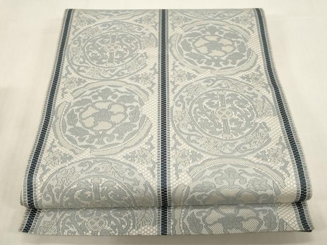 平和屋着物●本場筑前博多織 八寸名古屋帯 花丸文 正絹 逸品 未使用 CABF6339dy
