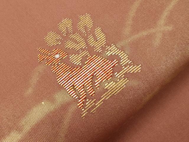 平和屋着物●塩瀬 九寸名古屋帯 竹屋町刺繍 花兎 金彩 正絹 逸品 CABF6346dy