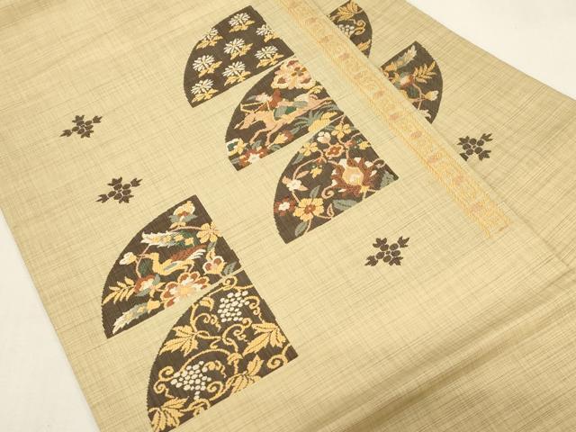 平和屋着物●九寸名古屋帯 狩猟文 正絹 逸品 CABF6358dy