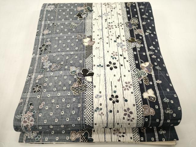 平和屋着物●全通柄袋帯 ふくれ織 葡萄蔦の葉藩花文 金彩 正絹 逸品 CABF6368dy