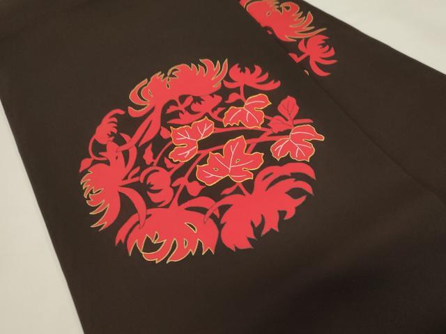平和屋着物●塩瀬 九寸名古屋帯 駒刺繍 草花文 金彩 正絹 逸品 CABF6374dy