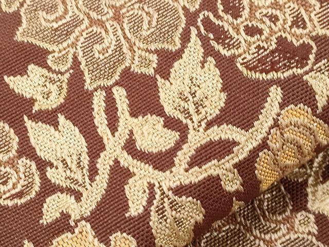 平和屋着物●本場筑前博多織 八寸名古屋帯 草花文 金糸 名古屋仕立て 正絹 逸品 CABF6376dy