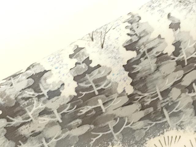平和屋着物●塩瀬 九寸名古屋帯 作家物 手描き 樹林文 正絹 逸品 CABF6378dy