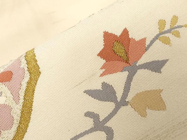 平和屋着物●爪掻き本綴れ 八寸名古屋帯 吉祥花文 金糸 正絹 逸品 CABF6380dy
