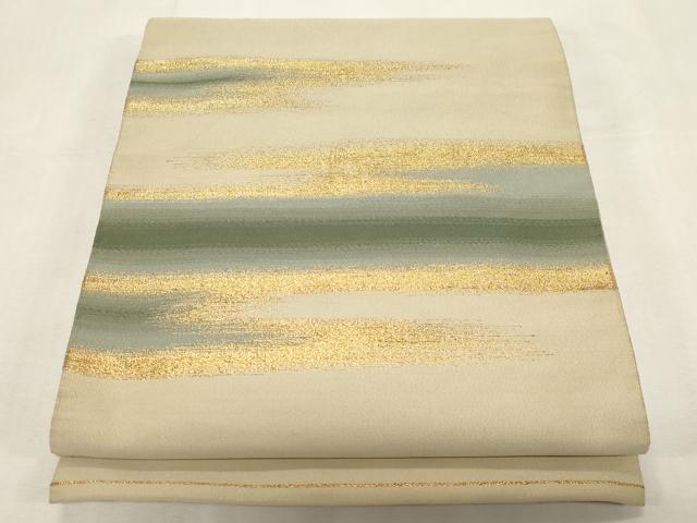平和屋着物●爪掻き本綴れ 八寸名古屋帯 霞文 金糸 正絹 逸品 CABF6382dy