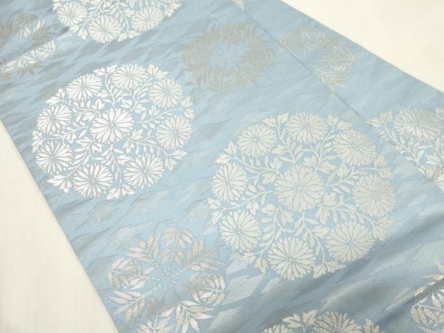 平和屋着物●西陣 川島織物 九寸名古屋帯 草花丸文 銀糸 正絹 逸品 CABF6386dy