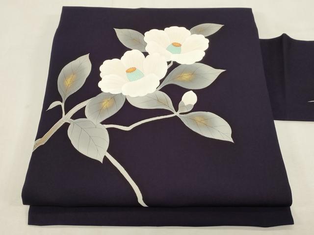 平和屋着物●塩瀬 九寸名古屋帯 手描き 草花文 金彩 正絹 逸品 CABF6388dy